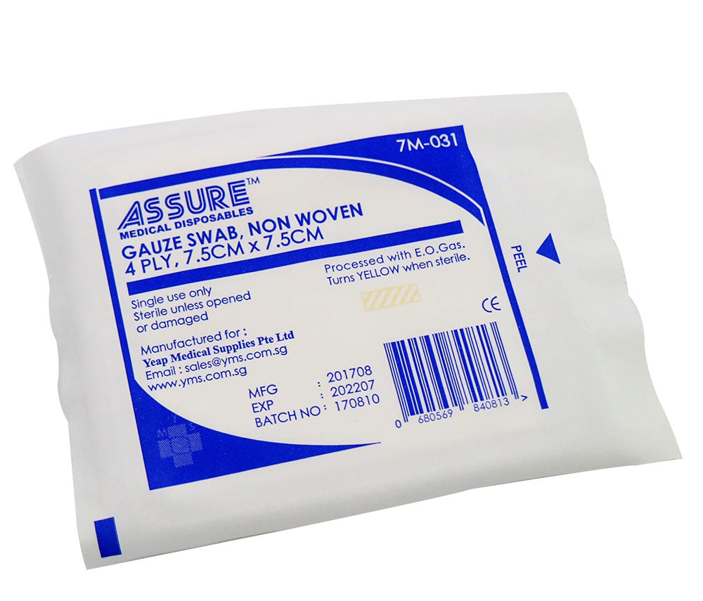 Assure Gauze Swab Non Woven 4Ply 7.5 x 7.5cm (SOLD PER PC)