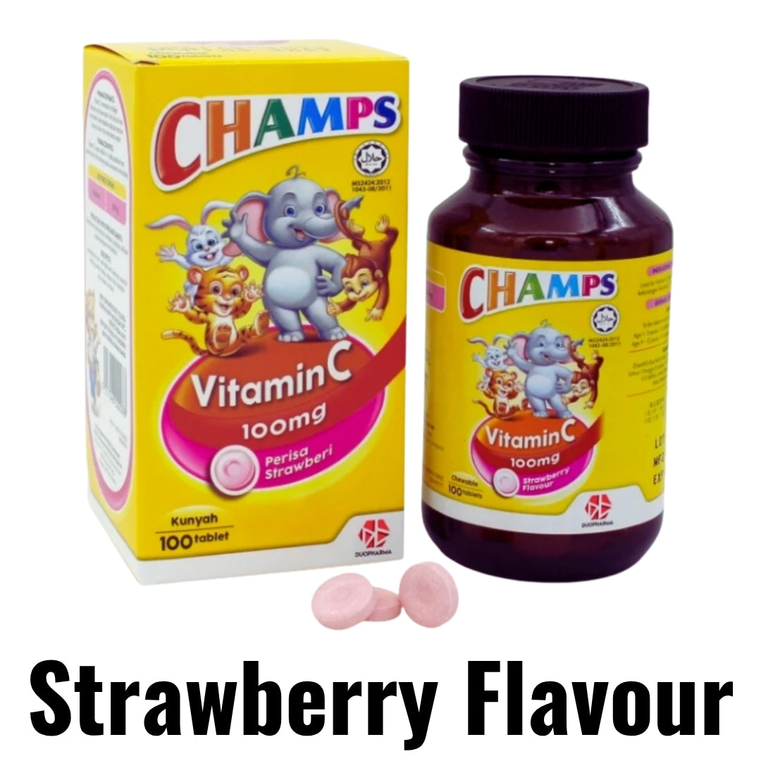 Champs Vit C 100mg Tablets 100s (Strawberry)