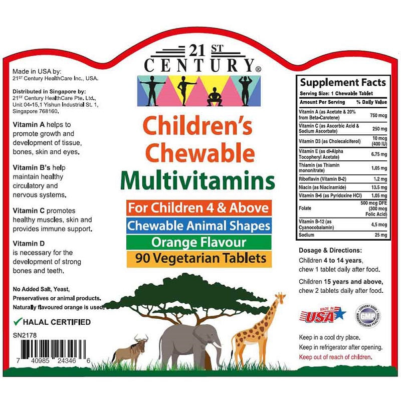 21C Children's Chewable Multivitamin Tablet 90s