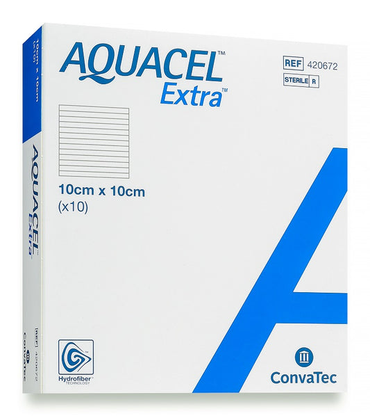 Aquacel Extra Hydrofiber Dressing 10 x 10cm 420672 1s (SOLD PER PC)