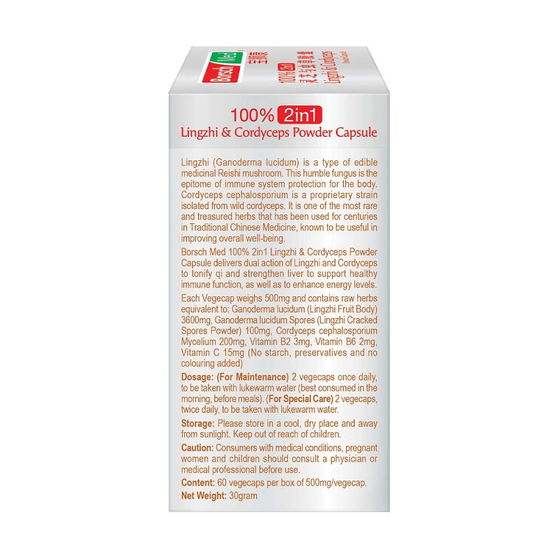 Borsch Med 2 In 1 Lingzhi & Cordyceps 60s