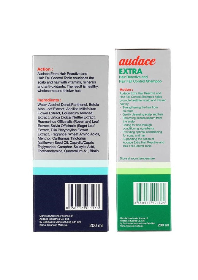 Audace Extra Hair Reactive Tonic 200ml b/w Extra Reactive Shampoo 200ml