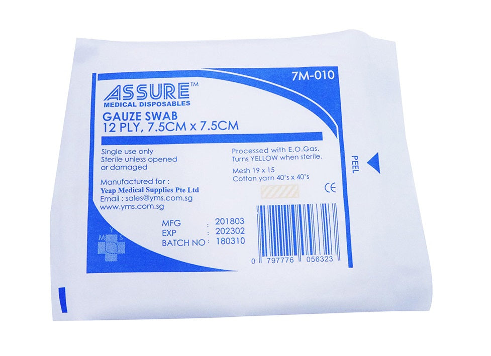 Assure Gauze Swab 12Ply 7.5 x 7.5cm