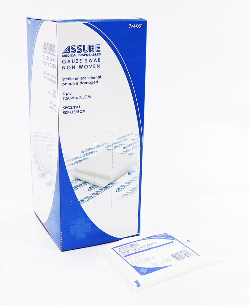 Assure Gauze Swab Non Woven 4Ply 7.5 x 7.5cm (SOLD PER PC)