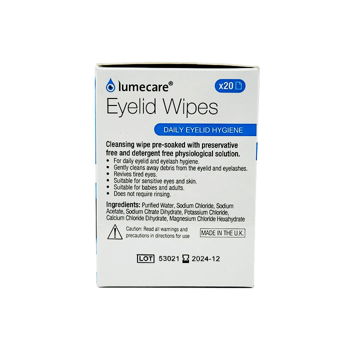 Lumecare Preservative Free Eyelid Wipes 20s