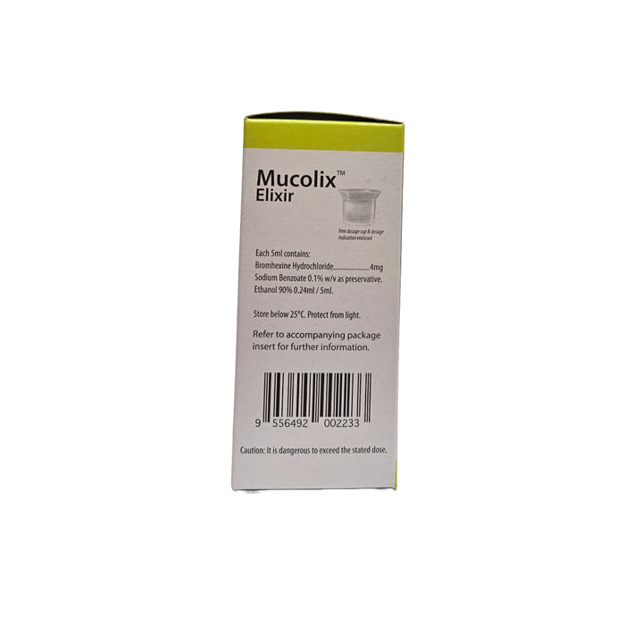 Mucolix Cough Syrup Kiwi Flavour (Dissolves Stubborn Phelgm and Relieves Wet Cough) 90ml