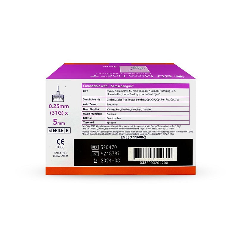 BD Micro-Fine Pen Needle 31G x 5mm 100's 320470