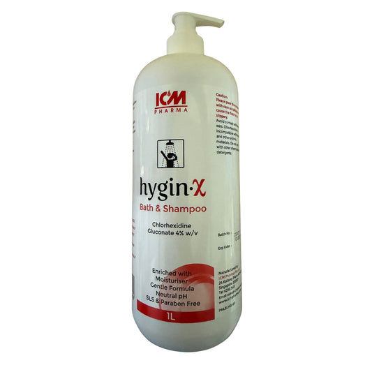Hygin-X Bath & Shampoo 1L Chlorhexidine 4% Antibacterial Protection Hygin X