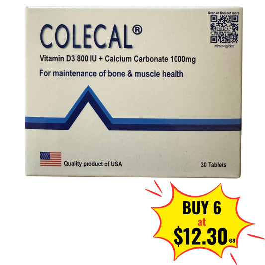 Colecal Vitamin D3 800 IU + Calcium Carbonate 100mg