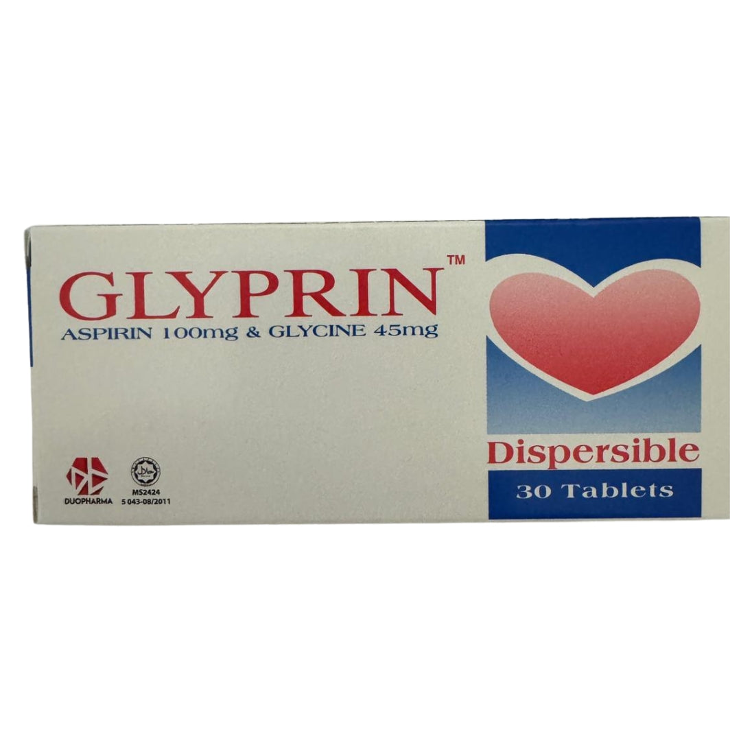 Glyprin 30 Tablets Aspirin 100mg + Glycine 45mg