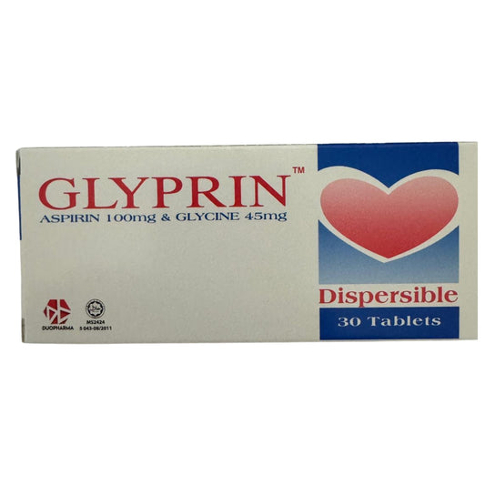 Glyprin 30 Tablets Aspirin 100mg + Glycine 45mg
