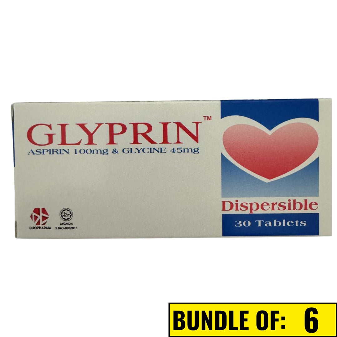 Glyprin 30 Tablets Aspirin 100mg + Glycine 45mg