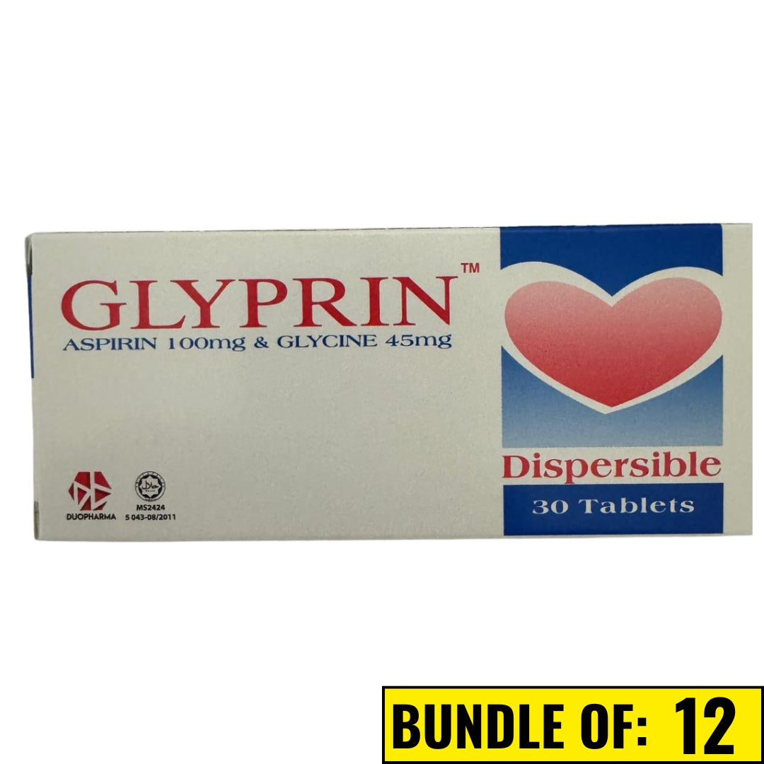 Glyprin 30 Tablets Aspirin 100mg + Glycine 45mg