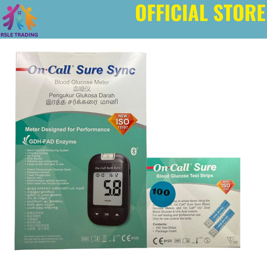 On Call Sure Sync Blood Glucose Meter + Test Strip 100s Set